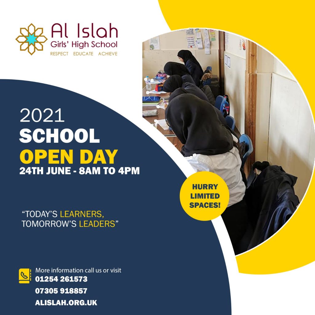 School Open Day 2021 – 24th June 8am – 4pm